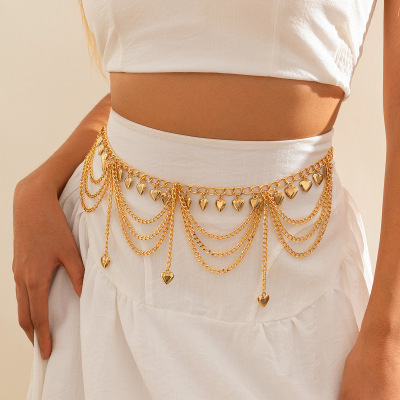 欧美风金属爱心珍珠腰链Waist chain性感星星链条流苏蝴蝶身体链