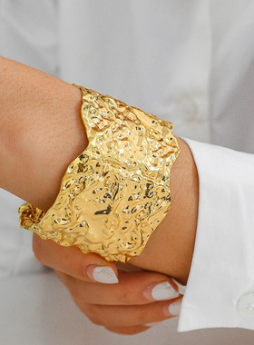 欧美跨境朋克夸张金属麻面手镯女