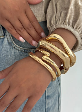 欧美跨境朋克ins风金属光面水滴