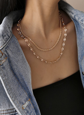 欧美跨境饰品个性镂空猪鼻子扣项