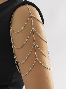 欧美跨境饰品 时尚多层流苏U型个性手链 简约几何金属链条臂链女