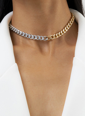 欧美跨境饰品嘻哈潮流混色细链条