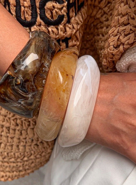 欧美跨境设计感冰透晕染树脂手镯