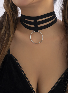 欧美跨境饰品朋克夸张圆环吊坠项