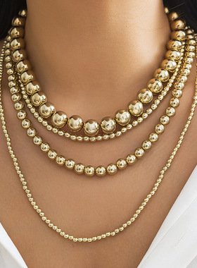 欧美跨境饰品赛博朋克风多层圆珠