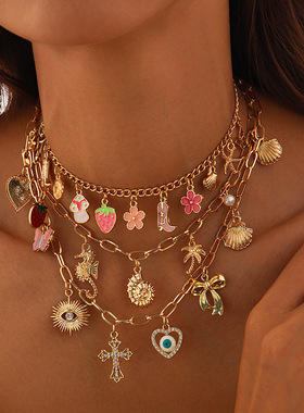 欧美跨境海洋风鱼尾仿珍珠流苏项