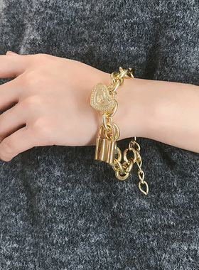 欧美跨境饰品多层锁形复古街拍项