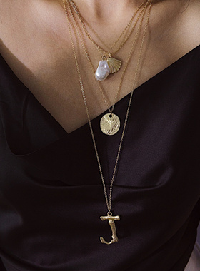 欧美跨境饰品个性字母扇贝吊牌多