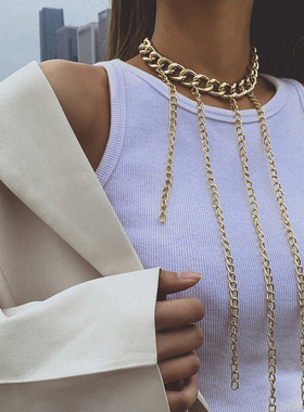 嘻哈简约冷淡风粗链条项链女欧美