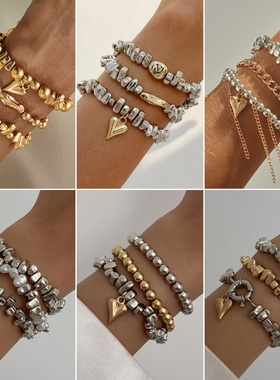 欧美跨境甜酷ins风爱心形吊坠手