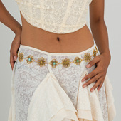 欧美跨境波西米亚蝴蝶花盘拼接腰链 时尚 民族风仿松石腰带身体链