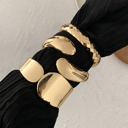 欧美跨境braclet夸张金属光面弹