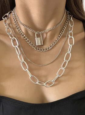 欧美跨境饰品朋克复古重工金属锁