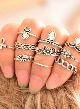 欧美时尚饰品 复古宫廷水钻戒指 民族风手饰亚马逊  清仓