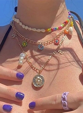 欧美跨境饰品海洋风贝壳米珠花朵