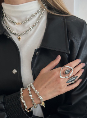 欧美跨境时尚不规则碎银CCB串珠