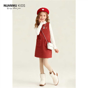 小香风时尚 2025新款 洋气设计感百搭连衣裙潮 裙套装 女童连衣秋冬季