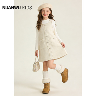 圆领百搭打底时尚 2025新款 简约小香风连衣裙 裙套装 女童连衣秋冬季