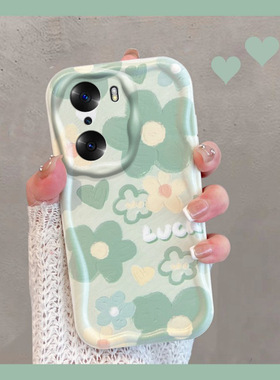 适用于华为荣耀60手机壳60pro小清新lsa一an00绿色x60花朵六零新款女六十p60por全包防摔6o软壳honor60p曲屏