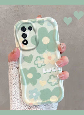 适用于oppok9s手机壳realme真我q3s新款k10活力版perm10绿色RMX3461小清新花朵5g女0pp0k9s全包防摔opk软壳夏