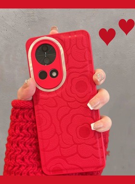 适用于华为nova13手机壳novo12pro简约ultra山茶花nowa12u新品新款女navo新年红note中国红por大红色nava系列