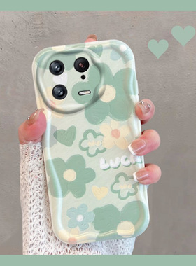 适用于小米13手机壳mi13pro小清新绿色miui13p花朵十三ro新款女xiaomi13por镜头全包防摔pr0创意软壳春夏季