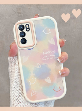 适用于opporeno6手机壳0pp0reno6pro5g曲面屏peqm00新款女opporone65g网红小清新opopreno6p全包防摔opporeon