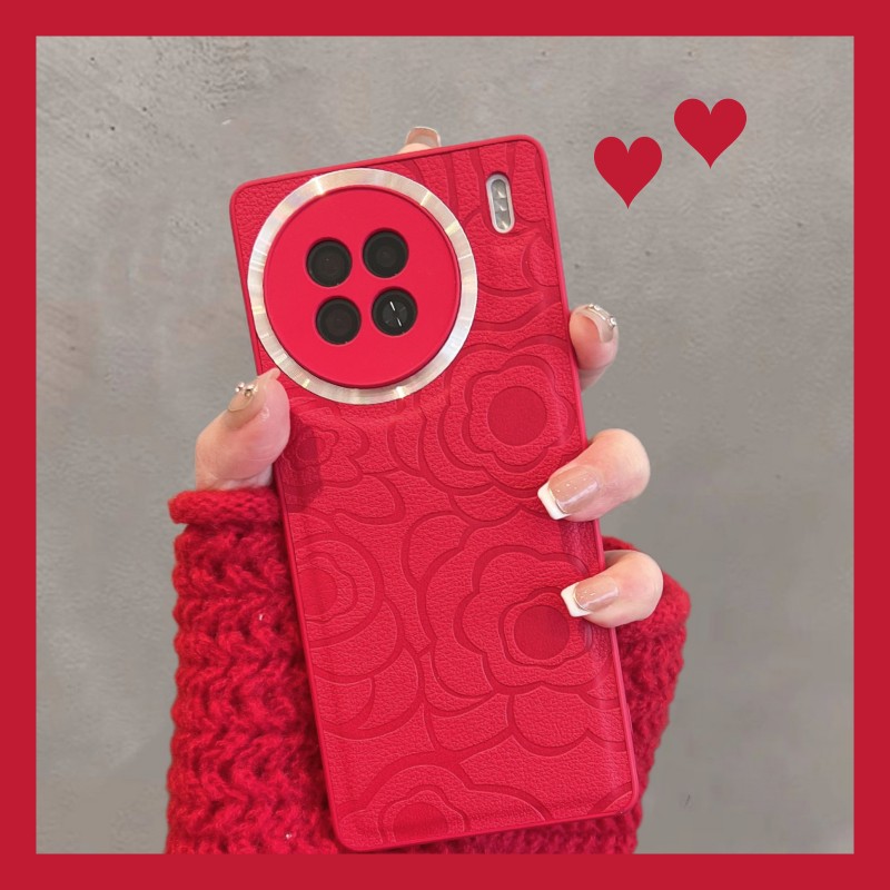 适用于vivox90手机壳x90s新款山茶花vivix90s女vovox新年红vovix中国红viovx大红色vovo叉九零全包防摔简约