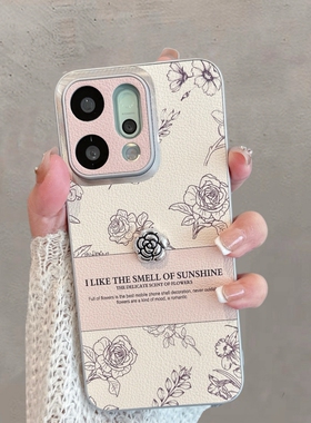 适用于opporeno14手机壳opopreno14pro新款女pla110玫瑰花pkz全包防摔opreno14高级感oppor14por时尚创意0pp0