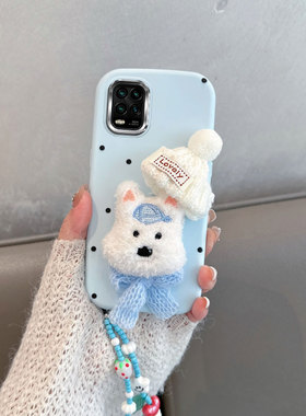 适用于小米10青春版手机壳新款女m2002j9e个性创意mi10litezoom可爱小狗春青防摔软壳十lite5g立体蓝色保护套