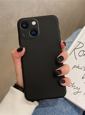 适用于iphone14手机壳苹果14plus黑色ip14p十四新款i14puls手ipone简单iphome软壳iohone全包防摔男磨砂女