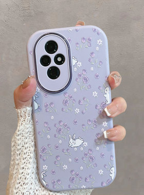适用于华为荣耀200手机壳200pro紫色小清新eli一an00花朵elp-anoo可爱honor二百x200兔子两百p200por全包防摔