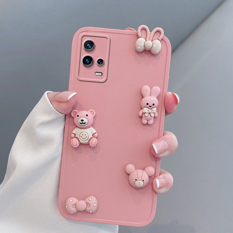 适用iqoo8手机壳新款v2136a可爱vivoiqoo8爱酷八iq008小熊iq8少女vivo