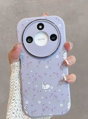 适用于华为荣耀x60手机壳紫色小清新花朵brc一an00可爱honor60x兔子x6o叉六零brcan00全包防摔anoo女brcanoo
