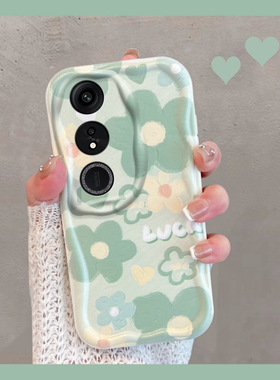 适用于华为荣耀畅玩40手机壳小清新wdy一an00绿色花朵wdyan玩畅四零wdyanoo新款女4o全包防摔四十软壳anoo夏