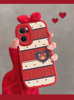 适用于opporeno7手机壳reno7se新款opp0reon7pro5g女pfjm10可爱opporone75g蝴蝶结oppo红色七opopreno7por