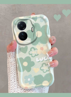 适用于vivos15e手机壳小清新V2190A绿色vovos步步高viv0s15e花朵vivis新款女s15evivo全包防摔vovis软壳vos夏