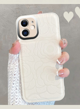 适用于苹果12手机壳新款i12pro女ip12promax全包镜头pormaxs防摔套pmax十二por纯色iph12p简约山茶花pm高级感