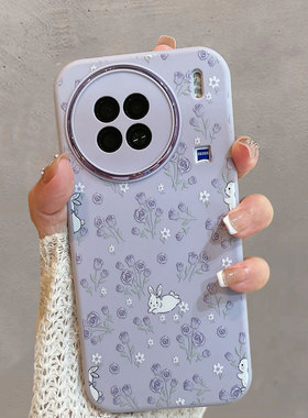 适用于vivox90手机壳x90pro紫色x90s小清新叉九零por花朵vovix可爱vox兔子vivix维沃全包防摔vovox步步高viv0
