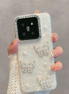 适用于小米14手机壳xiaomi14pro半透明新款女23127PN0CC小清新十四蝴蝶14p高级感14por防摔简约轻奢保护套