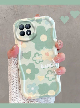 适用于opporeno4se手机壳小清新peam00绿色oppo花朵reno4es5g新款女opporone全包防摔套opopreno软壳opporeon