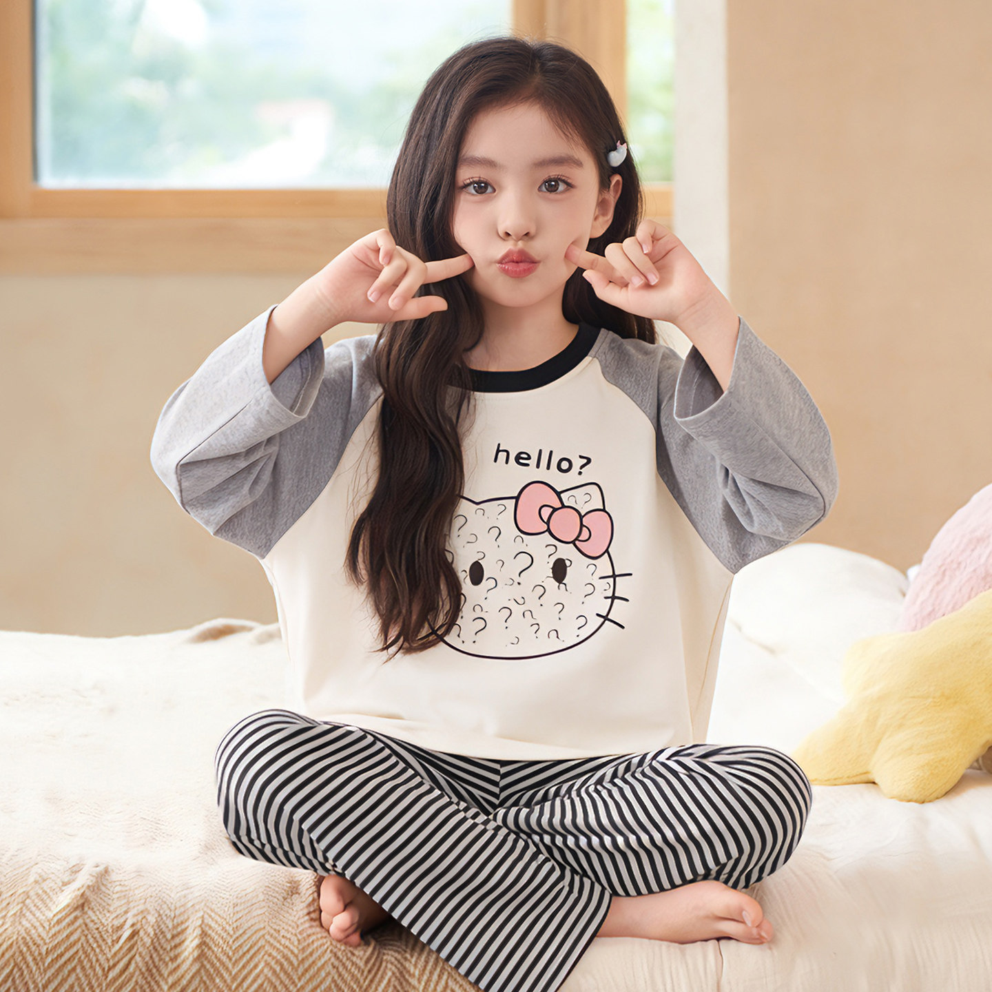 儿童睡衣女童春秋季纯棉长袖2026新款卡通小女孩中大童家居服套装