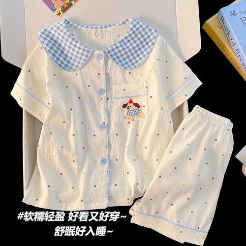 2026新款夏季女童睡衣短袖云朵棉薄款中大童可爱儿童宝宝家居服