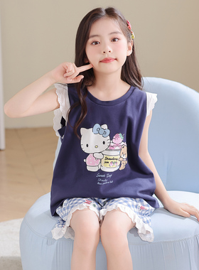 儿童睡衣女童夏季纯棉薄款短袖夏款中大童女孩家居服套装2026新款
