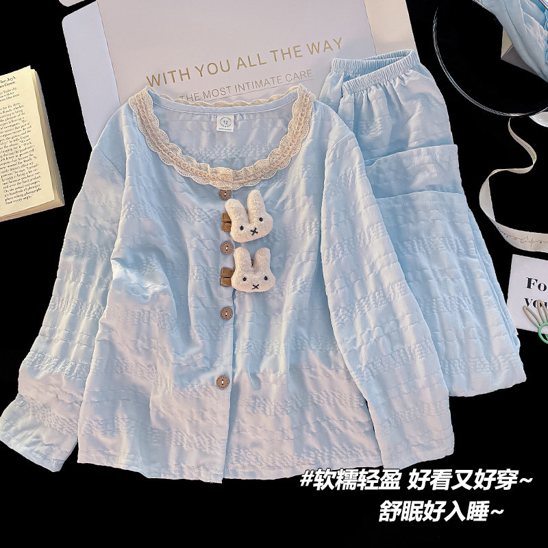 女童睡衣春秋季薄款云朵棉长袖套装中大童可爱公主夏季儿童家居服