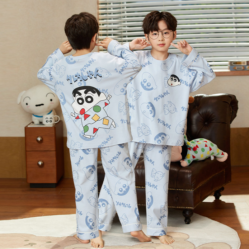 儿童睡衣男童纯棉长袖卡通2026春秋季新款男孩薄款套装大童家居服