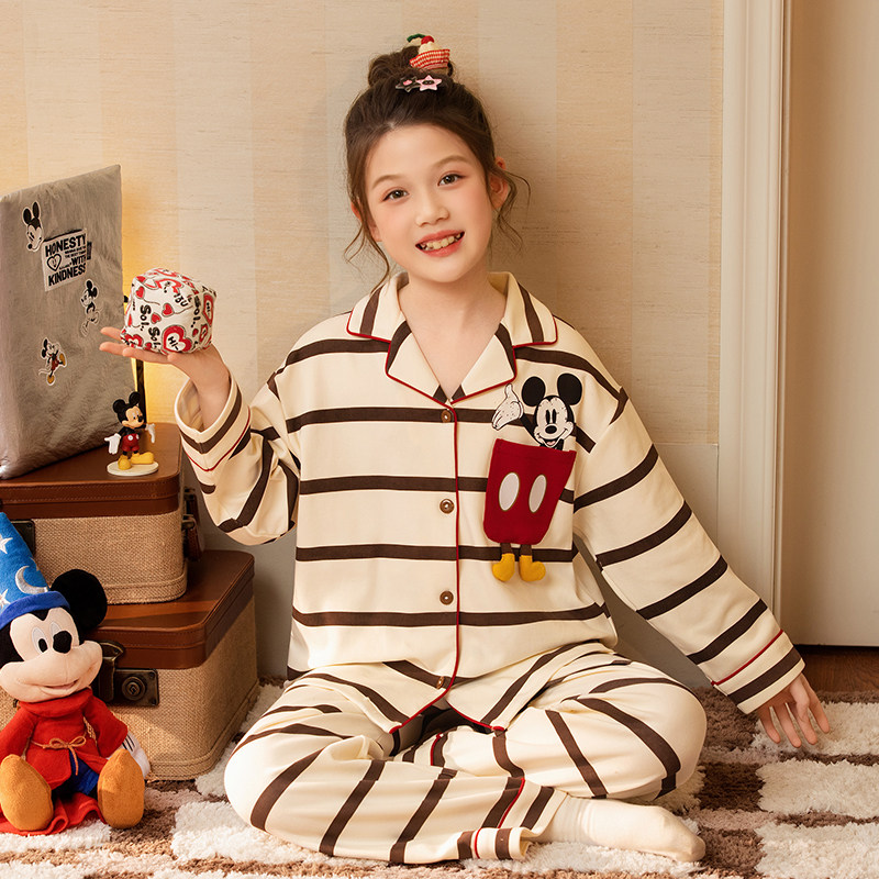 女童睡衣春秋纯棉长袖套装卡通女孩儿童中大童宝宝家居服2025新款