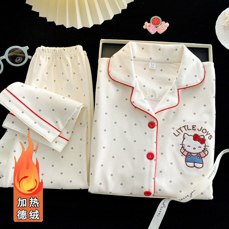 儿童睡衣女童秋冬季加厚德绒2026新款打底小女孩中大童家居服套装