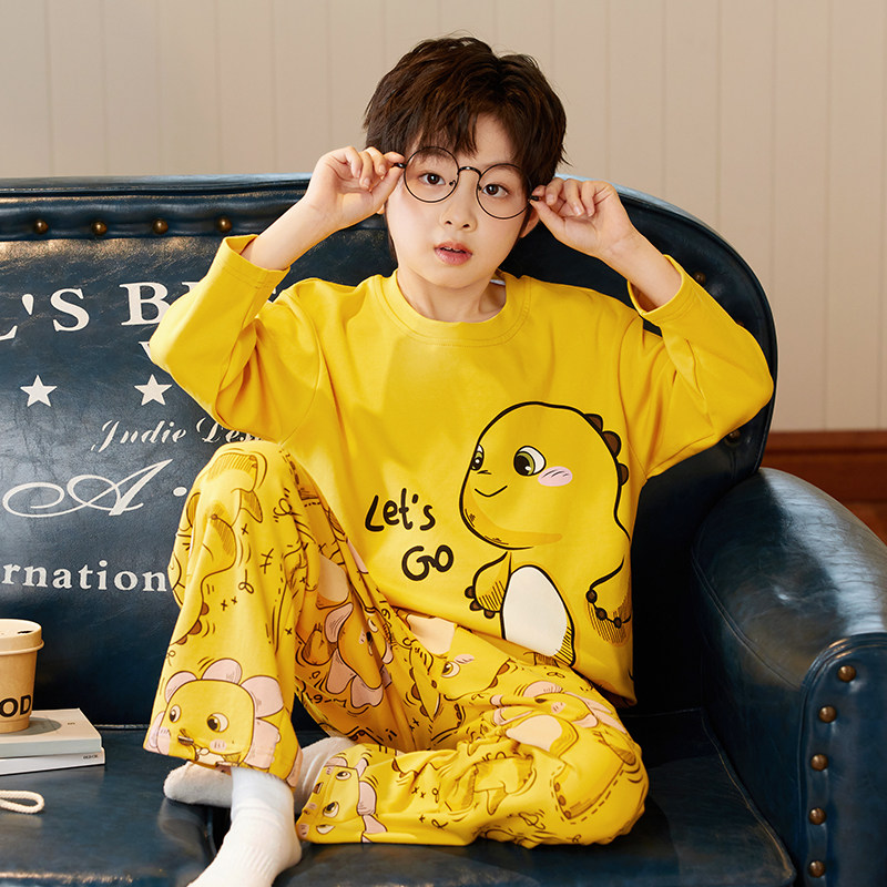 儿童睡衣春秋季男童纯棉长袖卡通男孩中大童青少年春款家居服套装