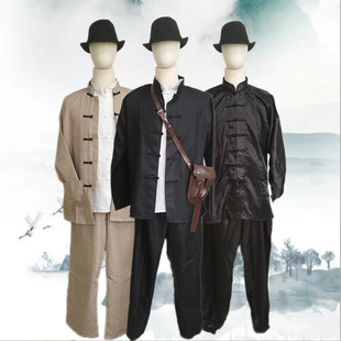 汉奸演出服装狗腿子特务翻译官棉麻布小品话剧课本剧舞台服出租
